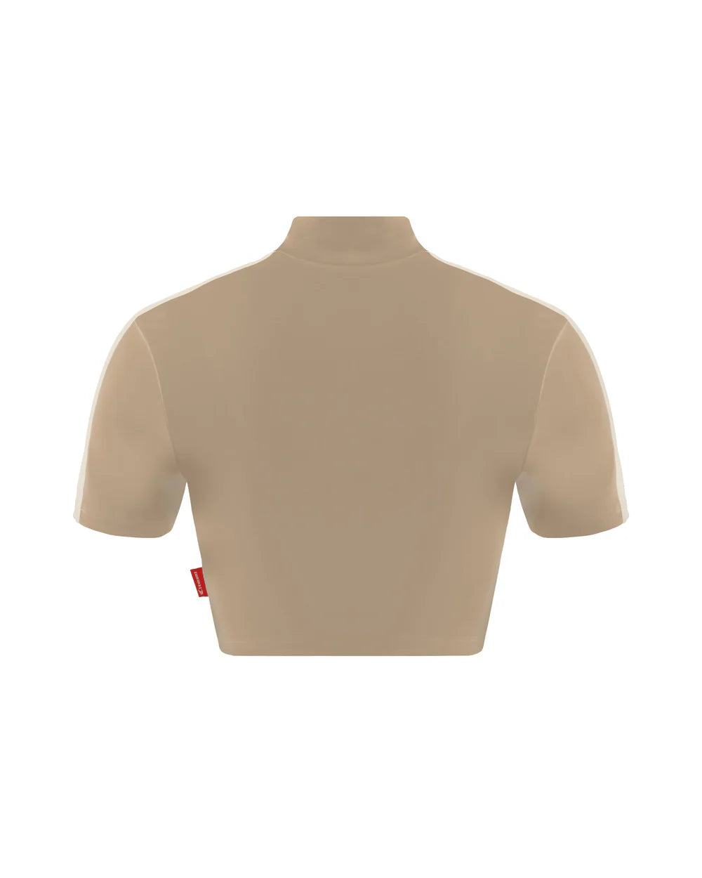 Crop Top Luminosa Clemont Taupe Mujer Detrás Modelo