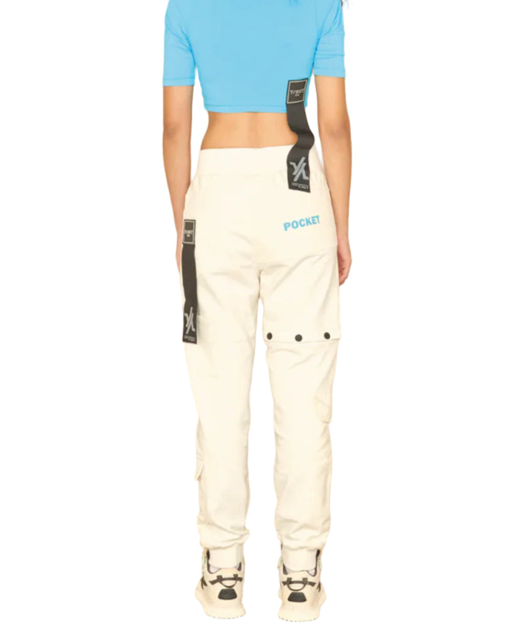 Pantalón Mixed Pants YOut Crema Mujer Detrás Modelo