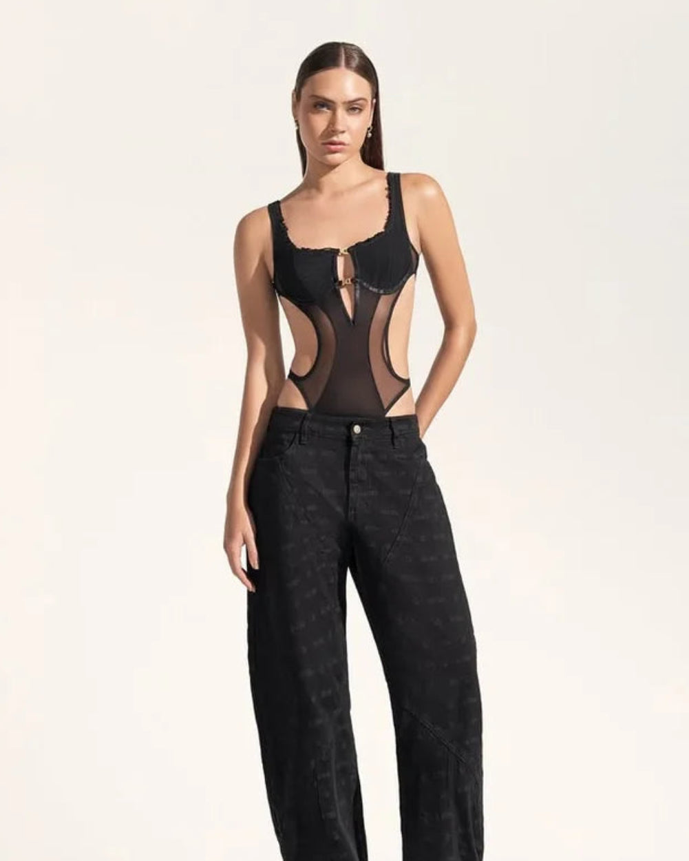 Body Sur Santísimas Negro Mujer Frontal Modelo