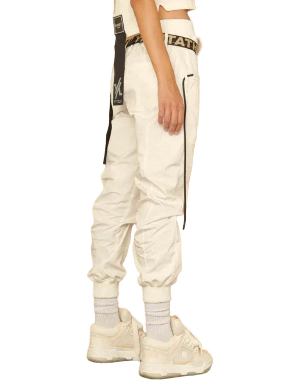 Jogger No Mess YOut Crema Mujer Lateral Modelo