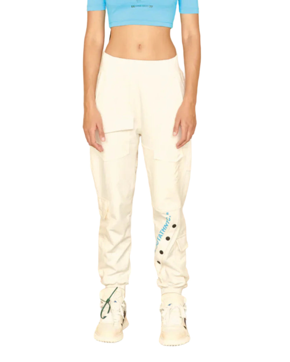 Pantalón Mixed Pants YOut Crema Mujer Frontal Modelo