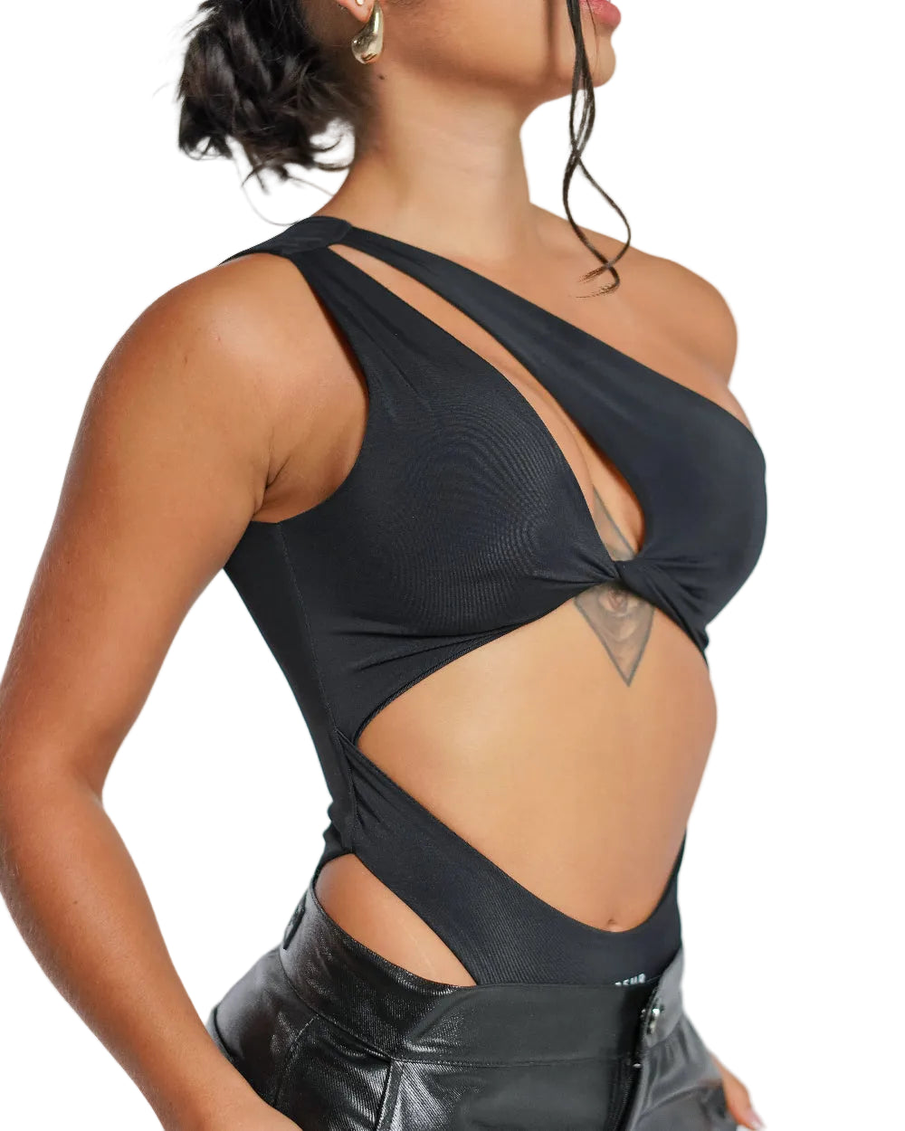 Body Nemesi Labeur Negro Mujer Frontal Modelo Detalle