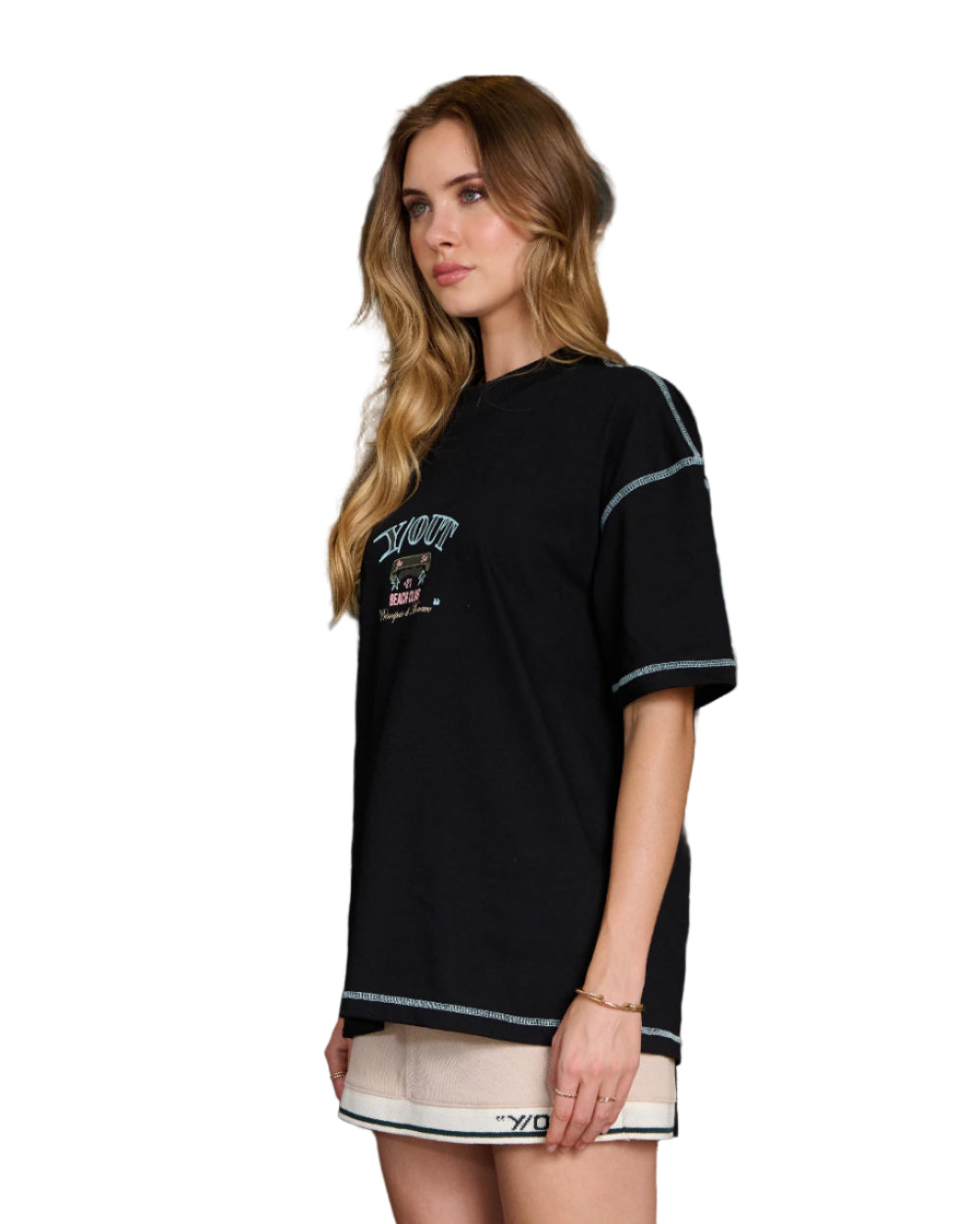 Camiseta Principato T-Shirt YOut Negro Mujer Lateral Modelo