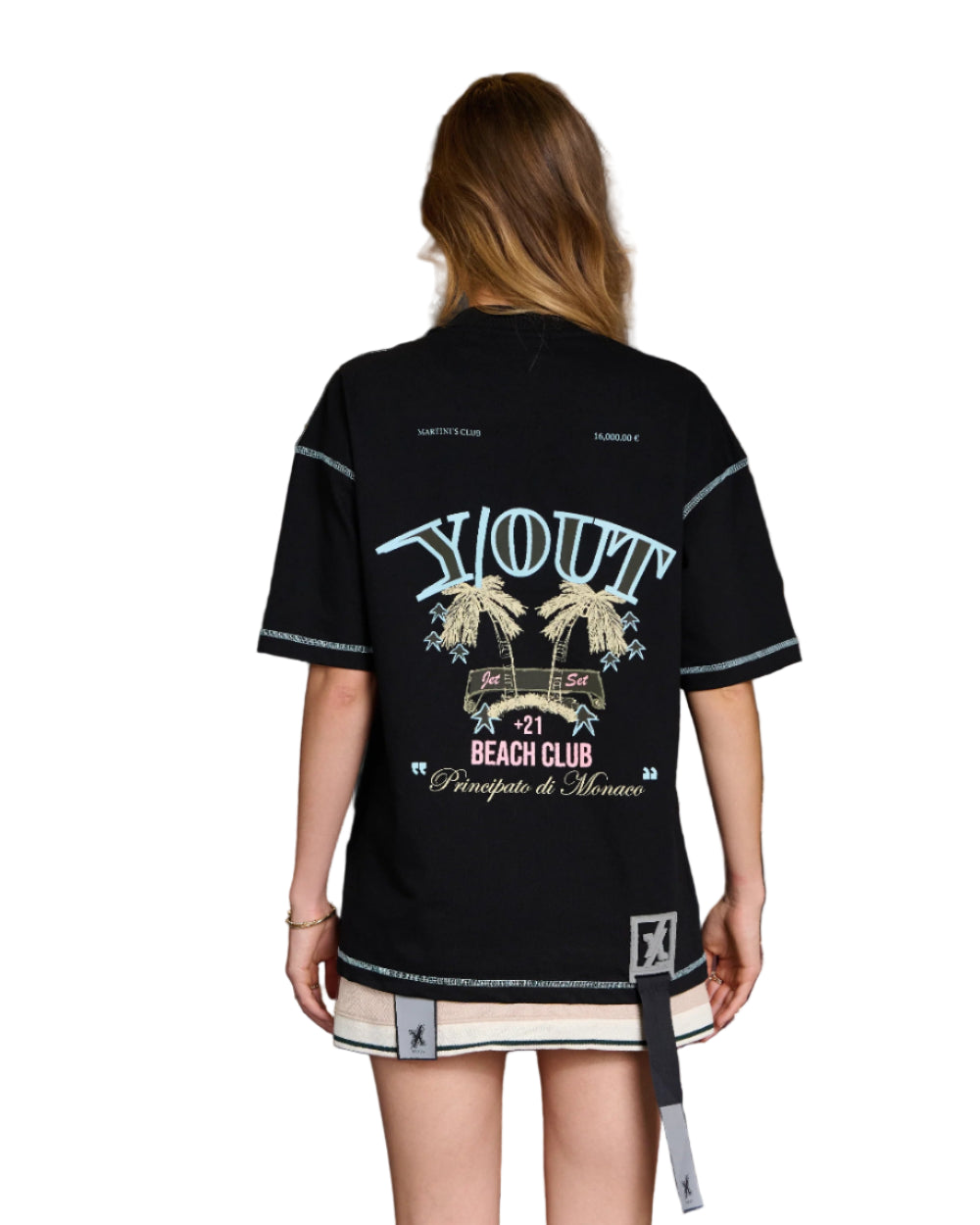 Camiseta Principato T-Shirt YOut Negro Mujer Detrás Modelo