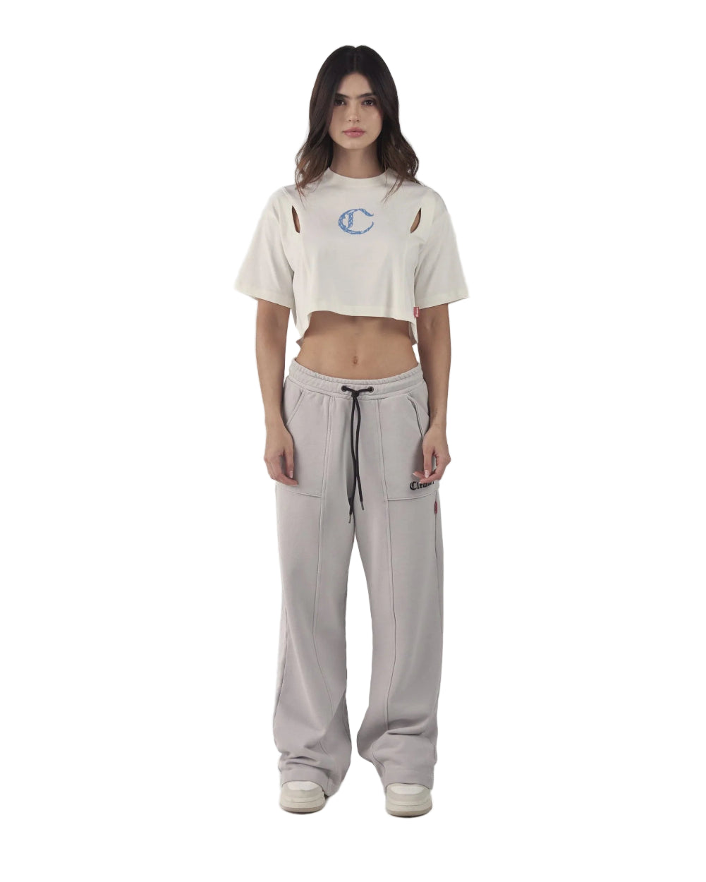 Crop Top Sacralitá Clemont Crema Mujer Frontal Modelo