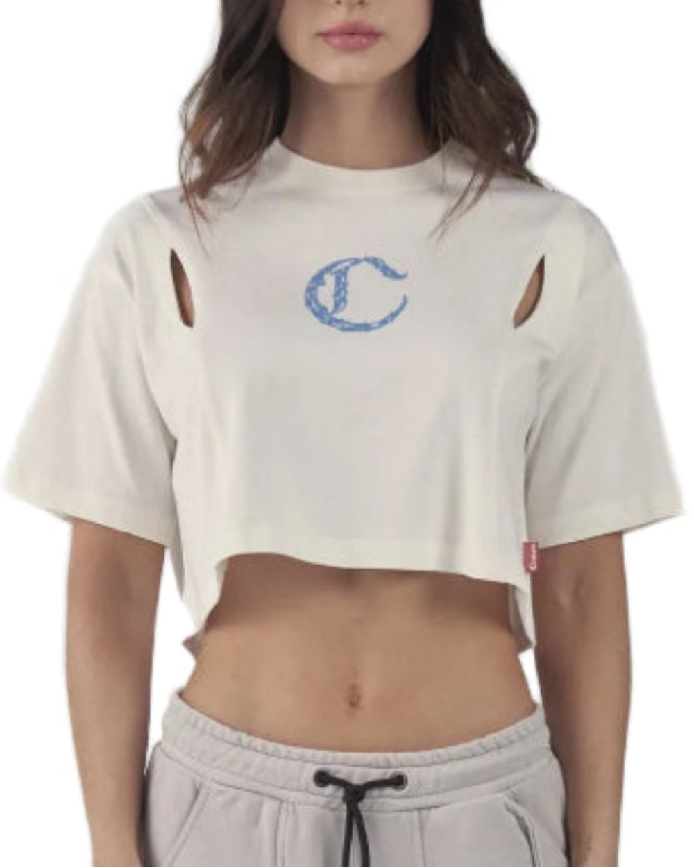 Crop Top Sacralitá Clemont Crema Mujer Frontal Modelo