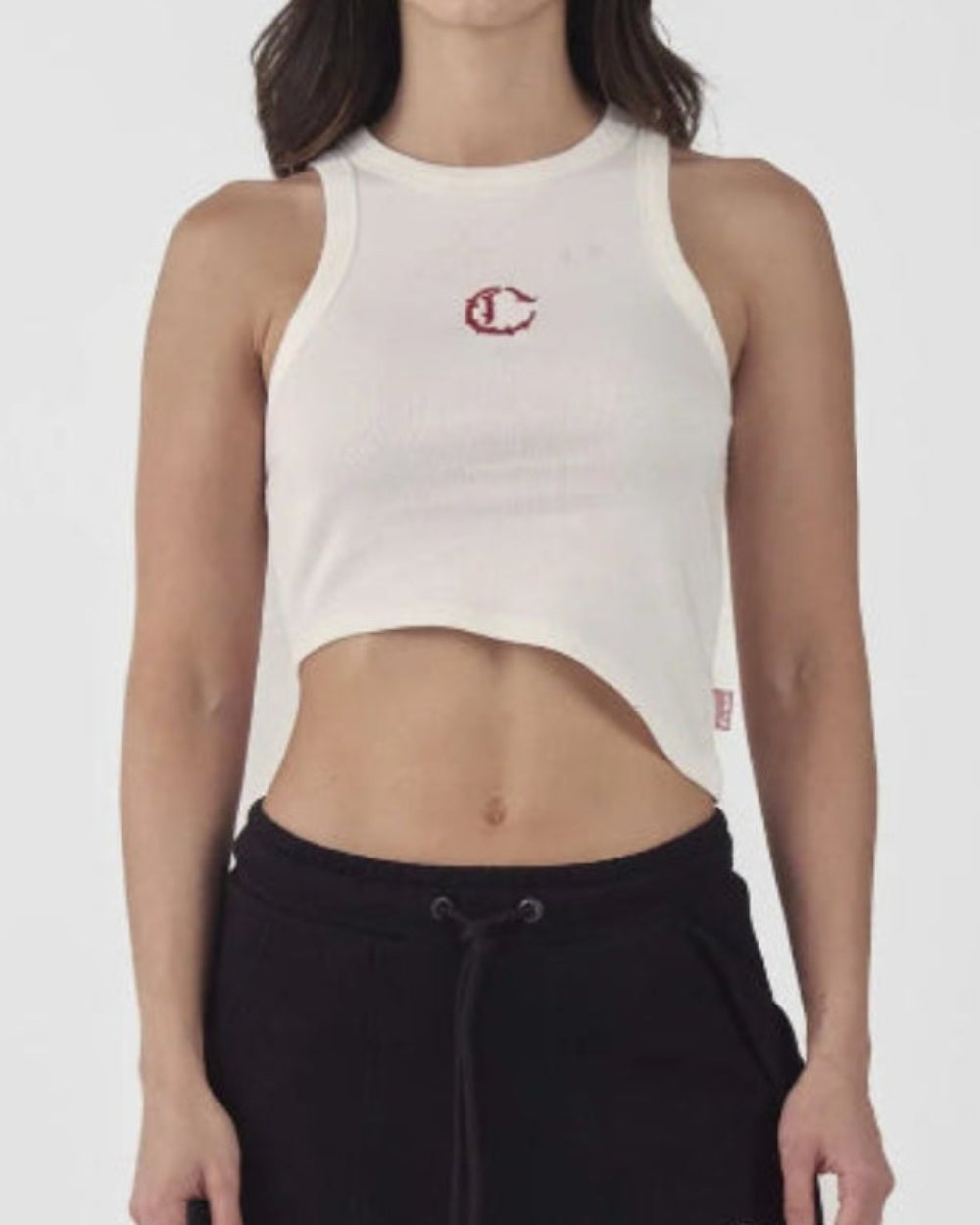 Crop Top Nuvola Clemont Crema Mujer Frontal Modelo