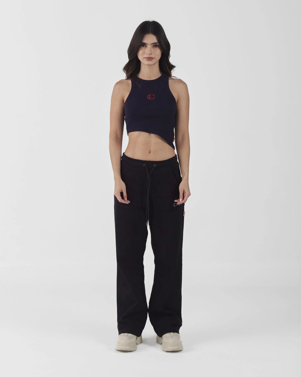 Crop Top Nuvola Clemont Azul Mujer Frontal Modelo