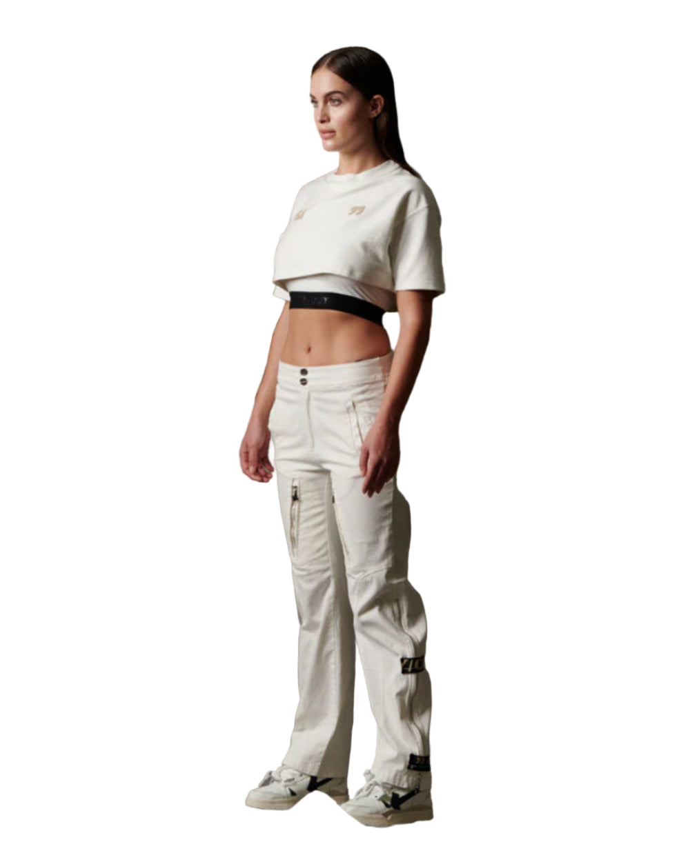 Crop Top Cloud Drop Crema Mujer Lateral Modelo General