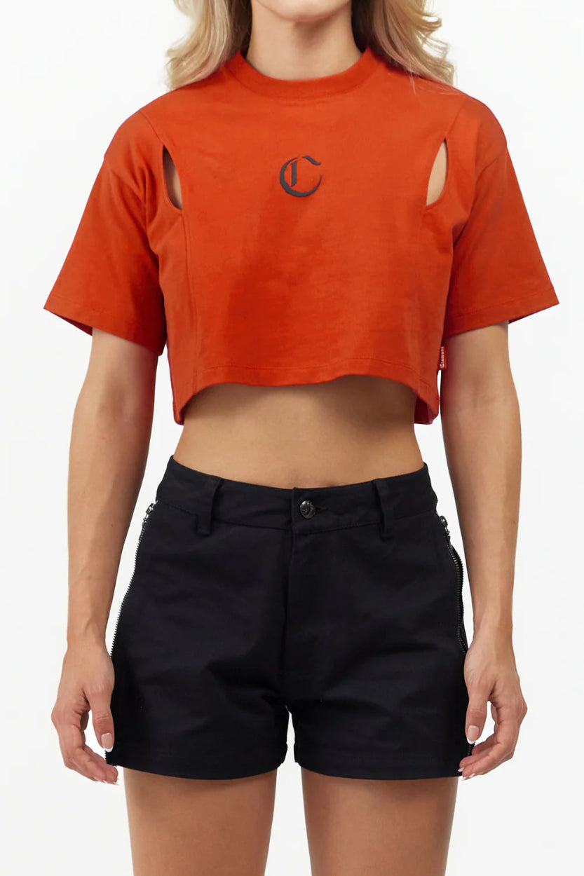 Crop Top Armonioso Clemont Mujer Color Rojo Frontal Modelo