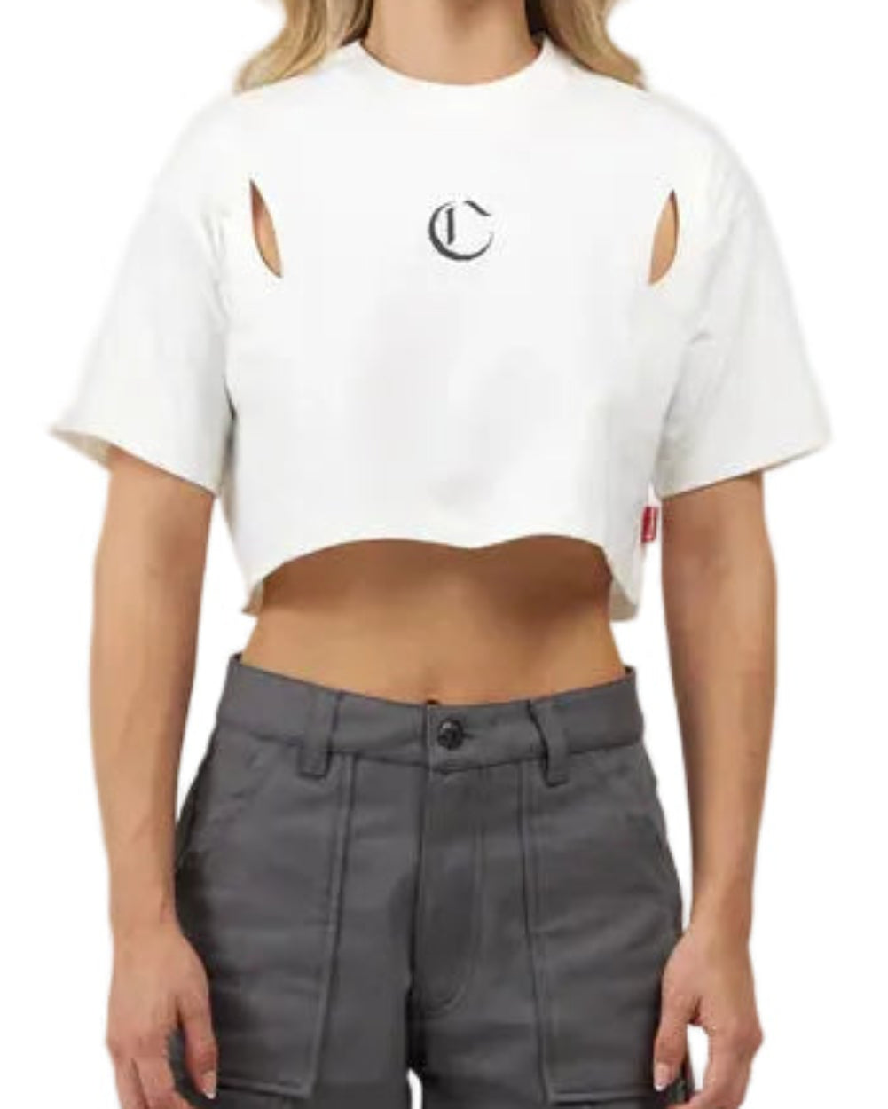 Crop Top Armonioso Clemont Mujer Color Blanco Frontal Modelo