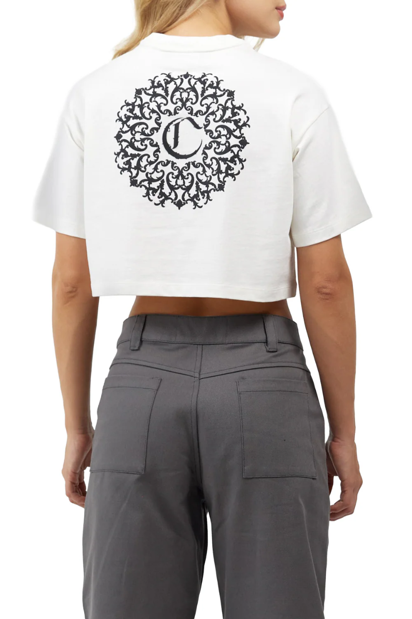 Crop Top Armonioso Clemont Mujer Color Blanco Detrás Modelo