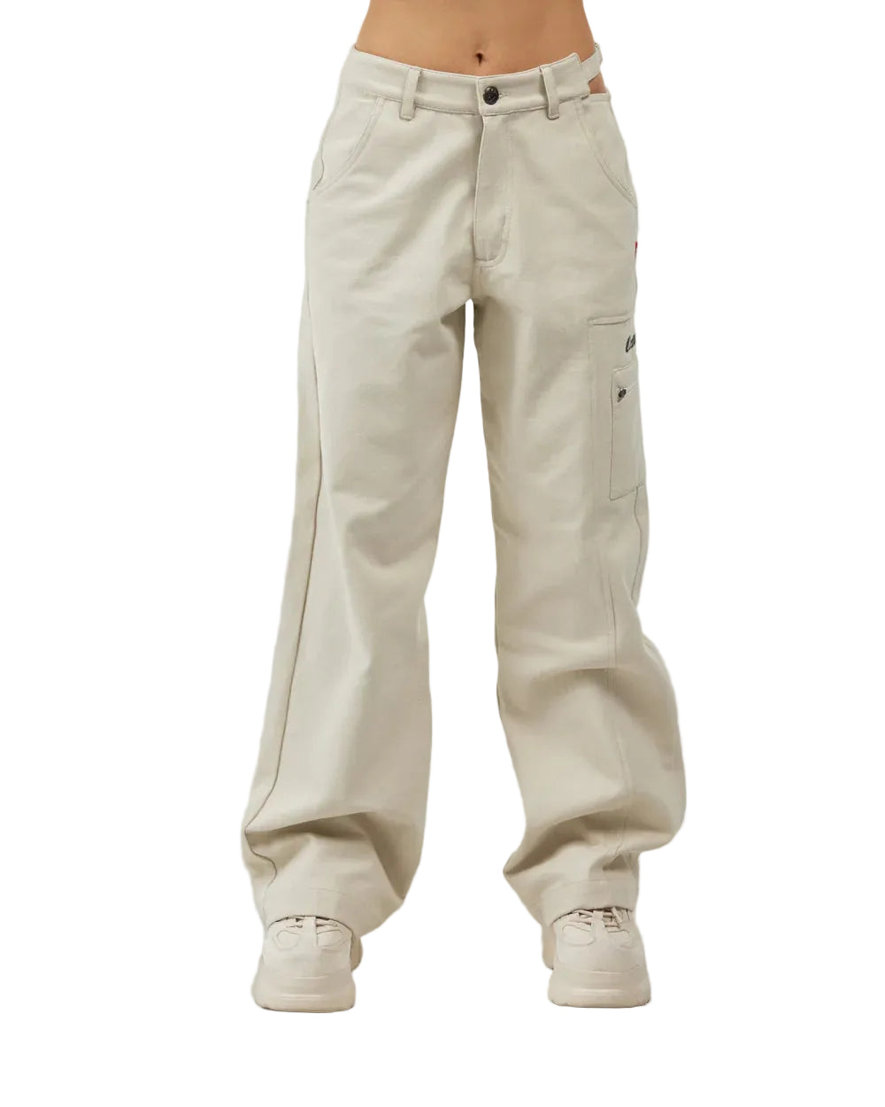 Pantalón Storico Mujer Clemont Color Crema Vista Frontal Modelo