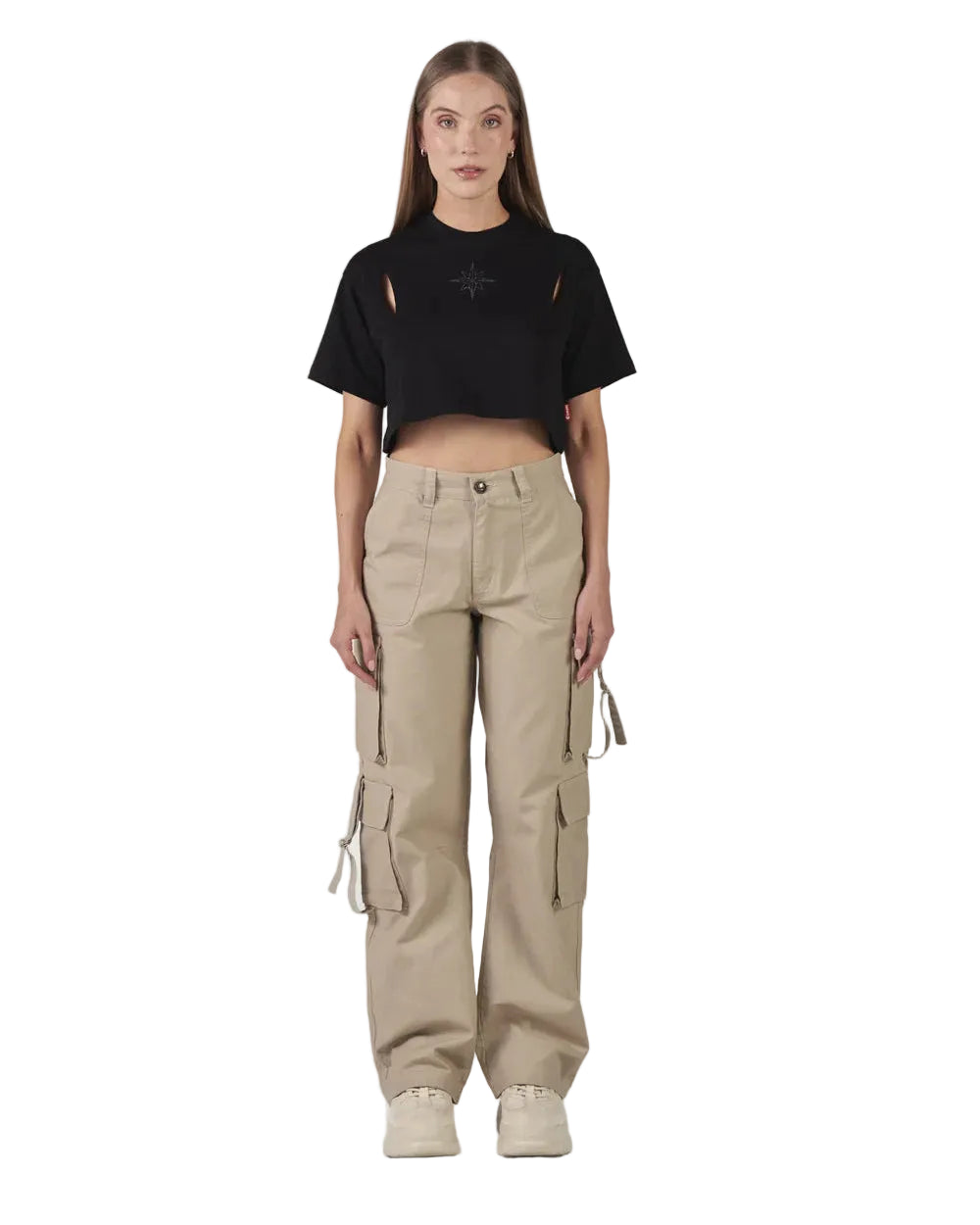 Pantalón Parallelo Clemont Mujer Color Nude Frontal Modelo