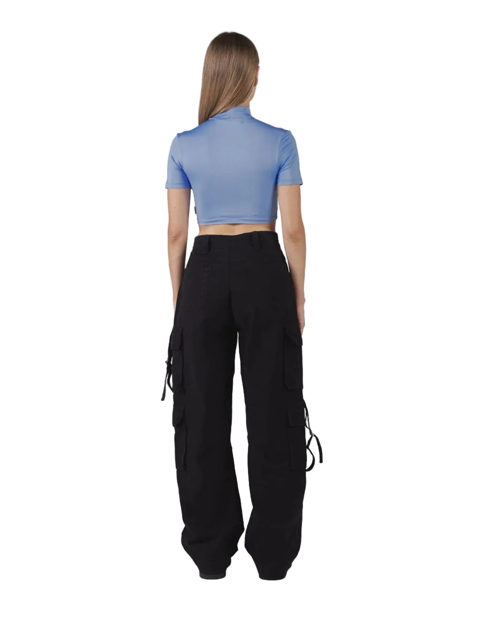 Crop Top Cassiopea Clemont Azul Mujer Detrás Modelo