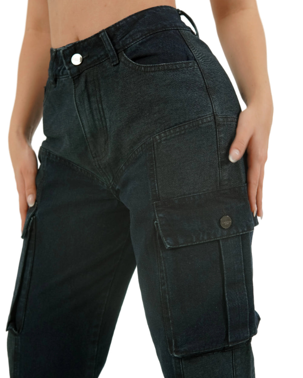 Jean Dallas Labeur Negro Mujer Lateral Detalle Modelo