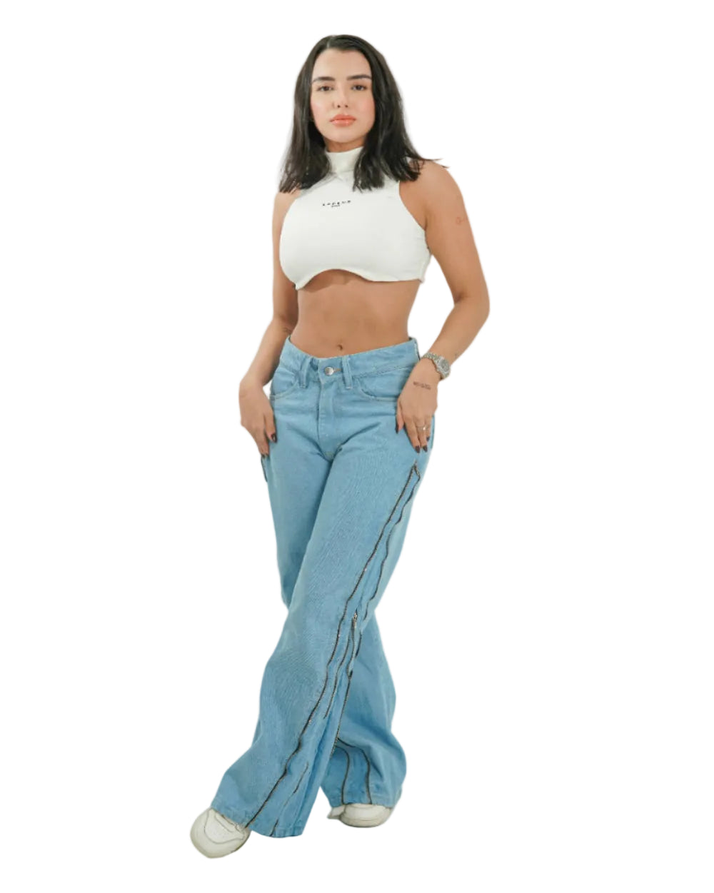 Jean Munich Labeur Azul Mujer Frontal Modelo