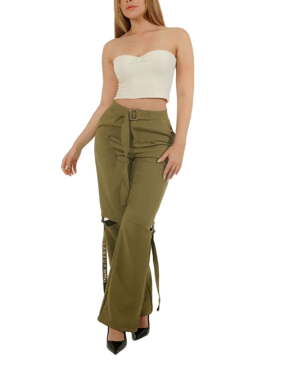 Pantalón Malibu Labeur Verde Mujer Frontal Modelo