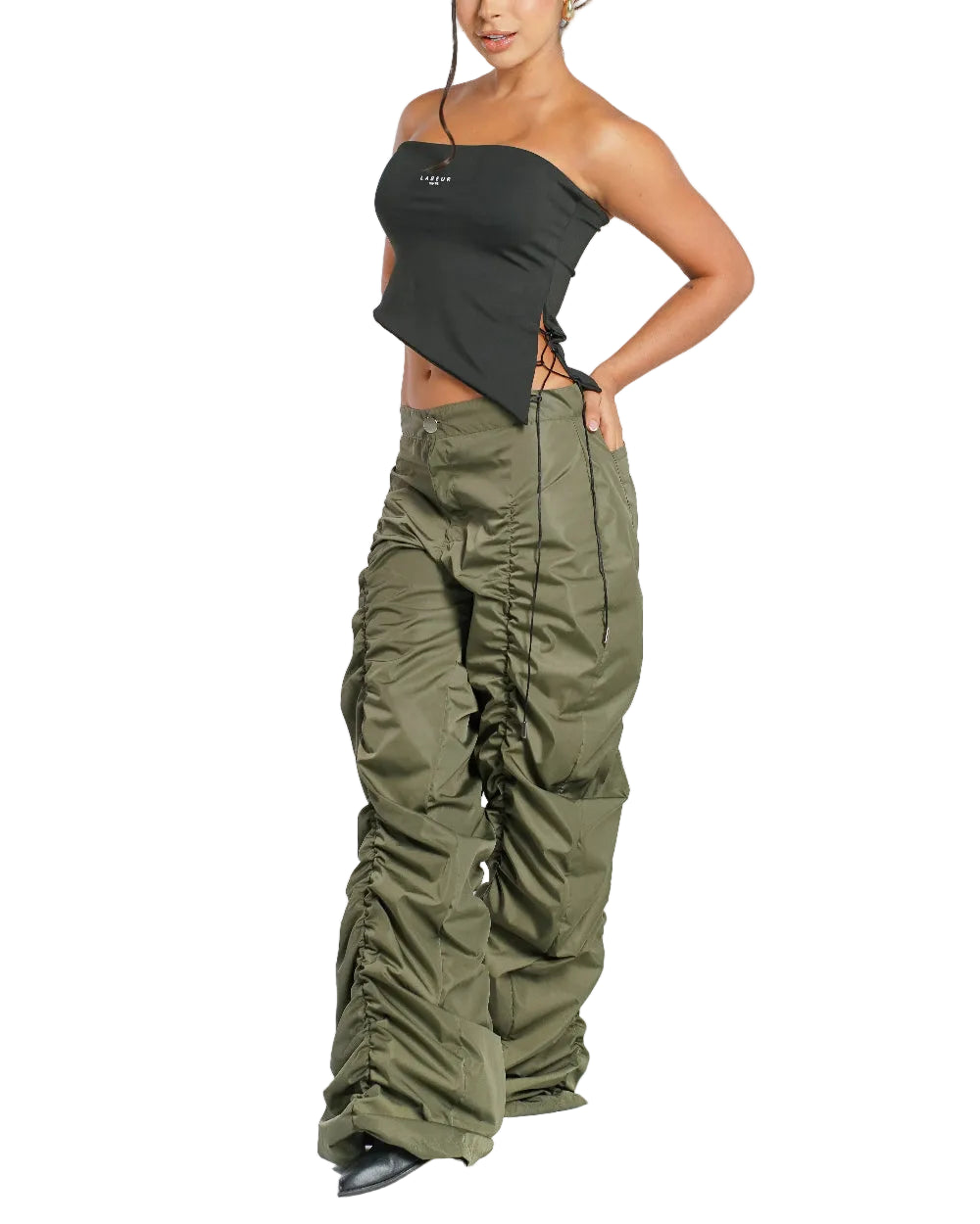 Top Afrodita Labeur Negro Mujer Frontal Modelo