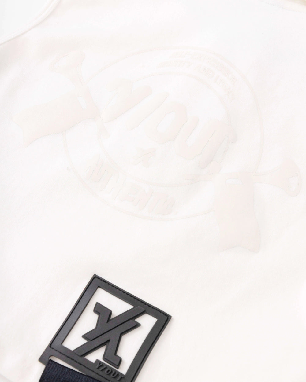 Crop Top Tea Top YOut Crema Mujer Detrás detalle Estampado