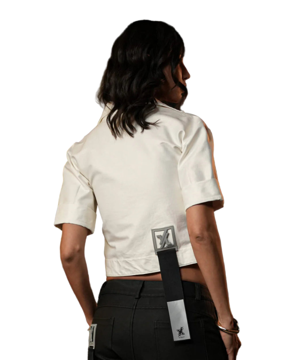 Camisa Fifties Shirt YOut Crema Mujer Detrás Modelo