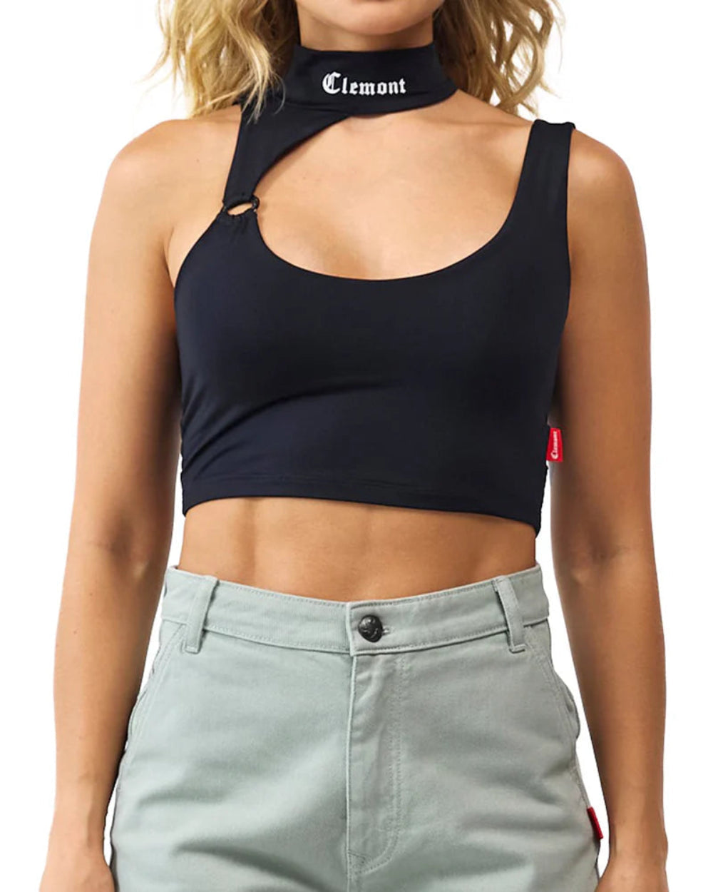 Crop Top Ascesa Negro Frontal Modelo