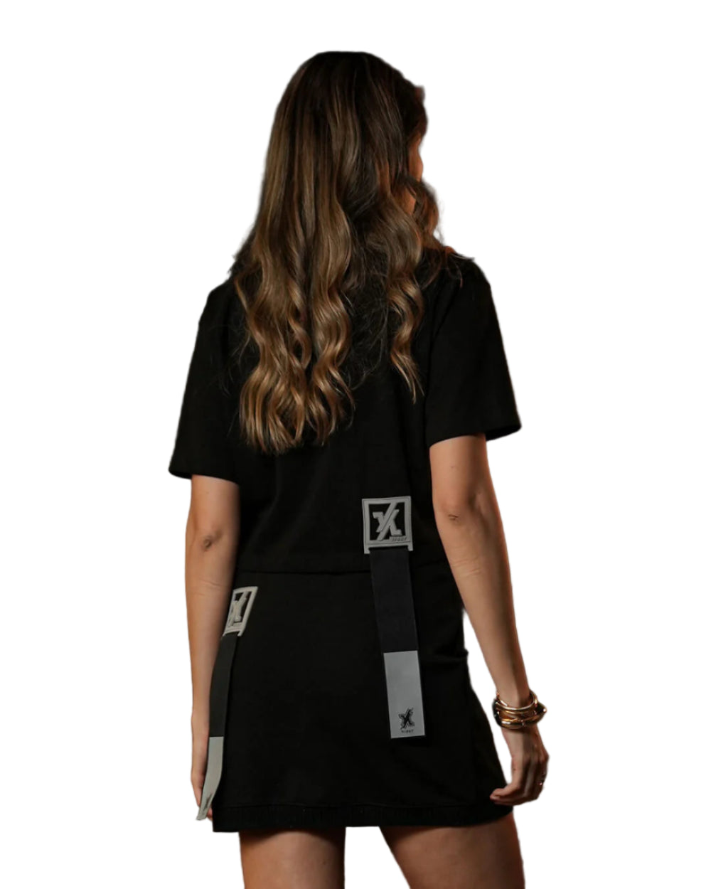 Crop Top Behave YOut Negro Mujer Detrás Modelo