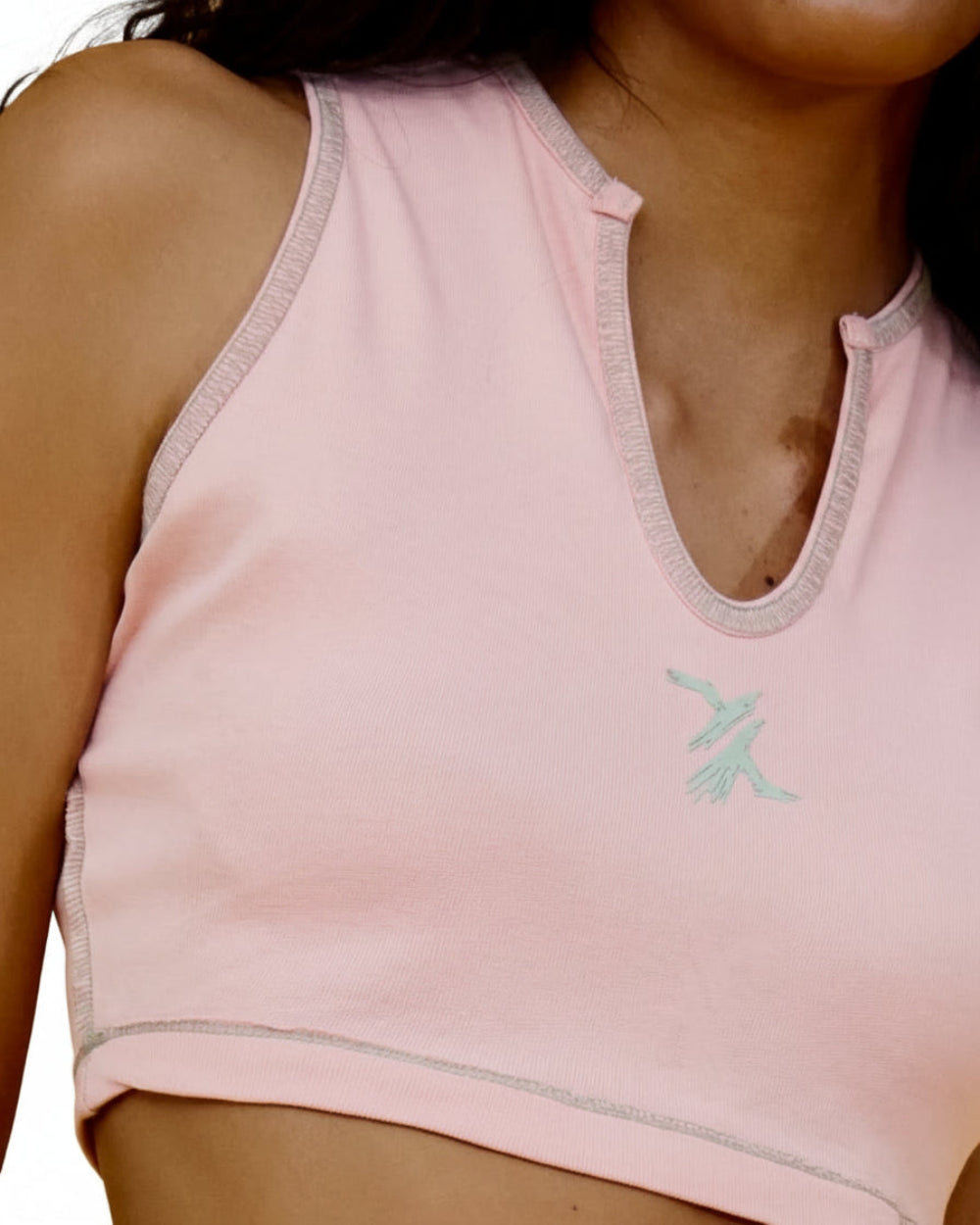 Crop Top Duplex YOut Doble Faz Rosado Mujer Frontal Detalle Version Dos