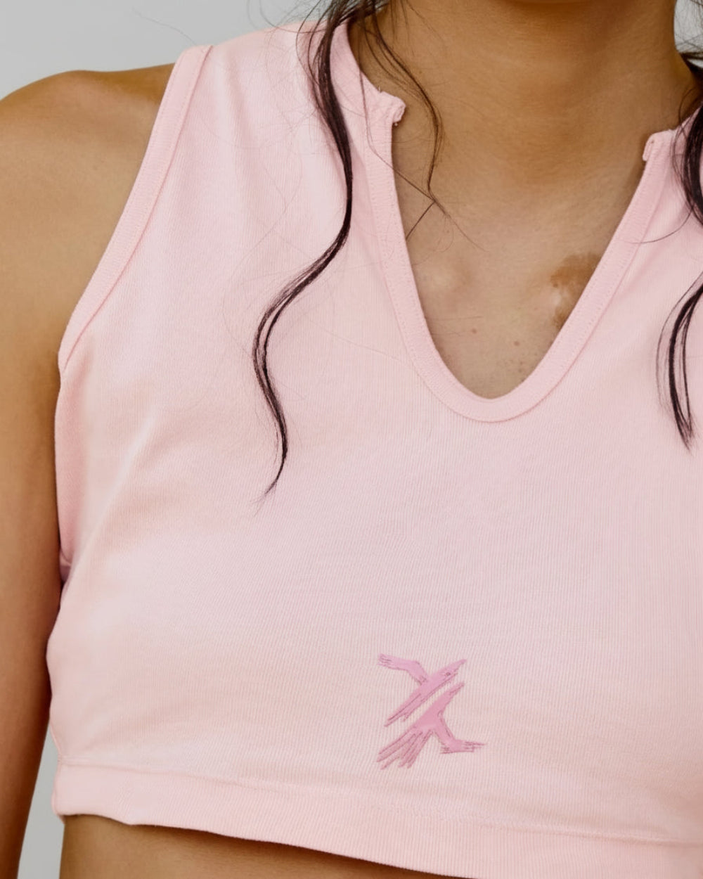 Crop Top Duplex YOut Doble Faz Rosado Mujer Frontal Detalle Version Uno