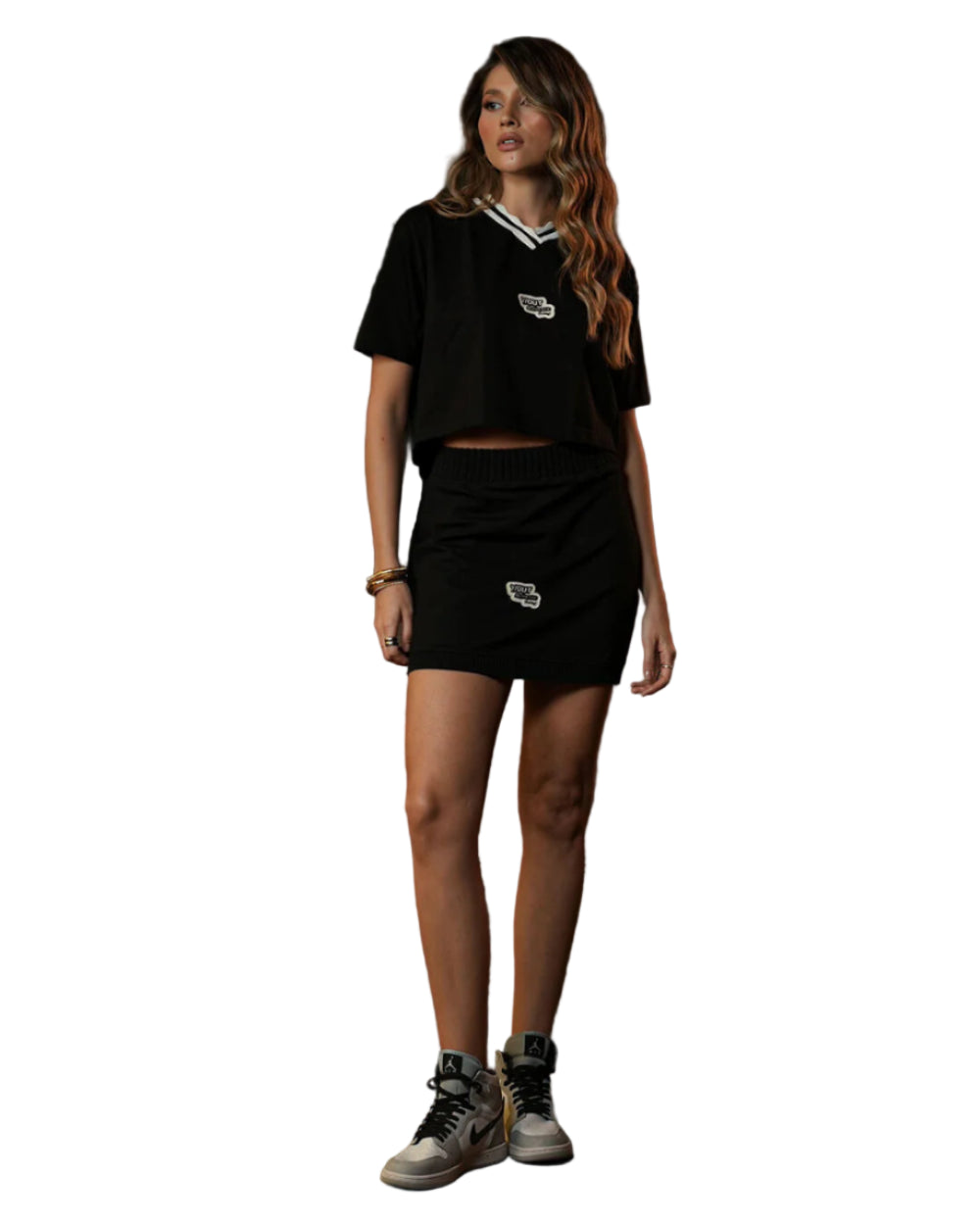 Falda Posh Skirt YOut Negro Mujer Frontal Modelo