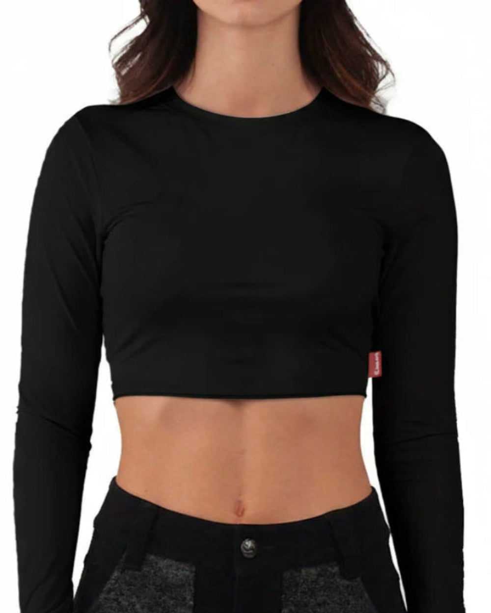 Crop Top Divinazione Clemont Mujer color Negro Frente Modelo
