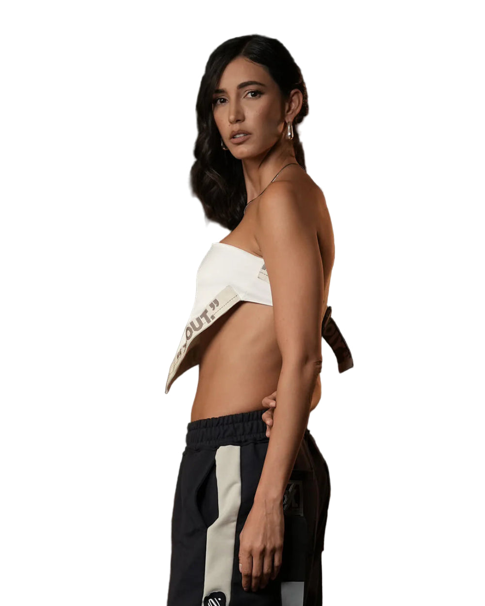 Scarf Boujee YOut Blanco Lateral Modelo