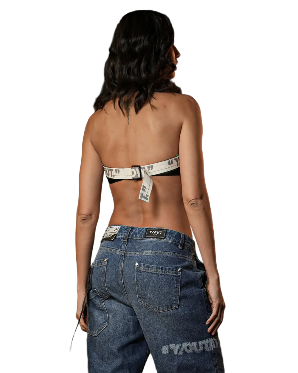 Scarf Boujee YOut Negro Detrás Modelo