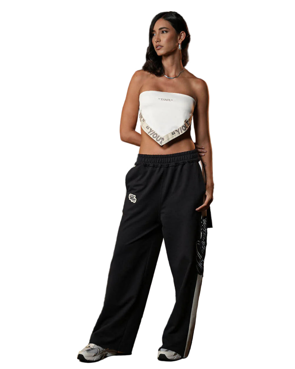 Scarf Boujee YOut Blanco Frontal Modelo