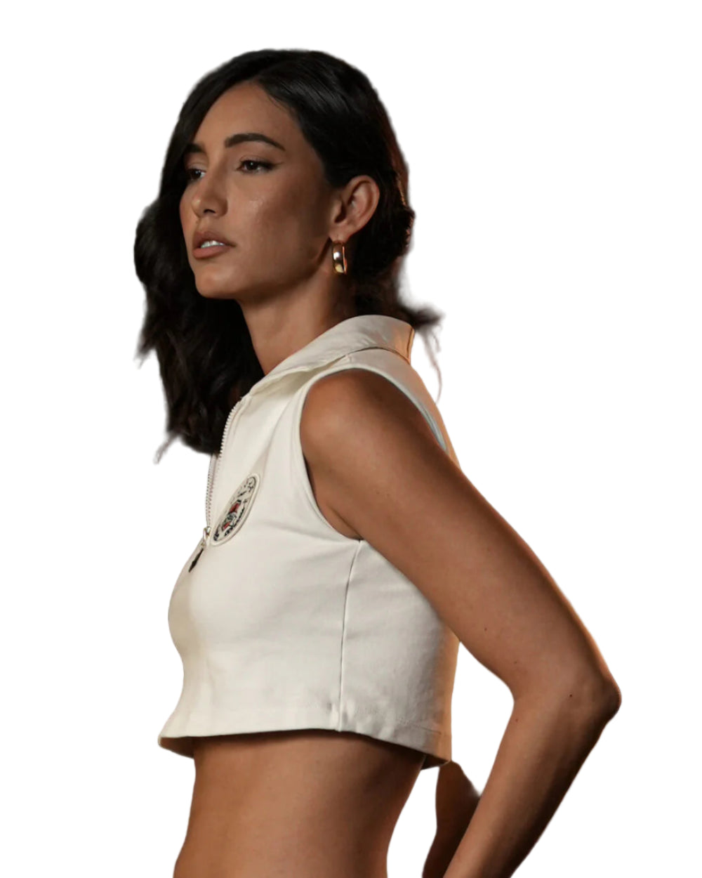 Crop Top Tea Top YOut Crema Mujer Lateral Modelo