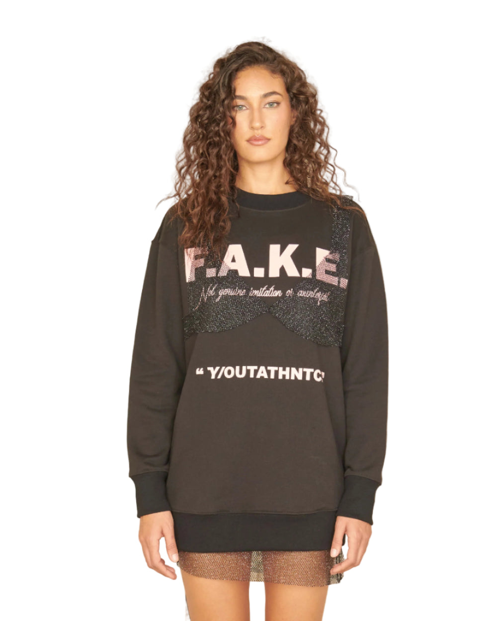 Vestido Fake Dress YOut Negro Mujer Frontal Modelo