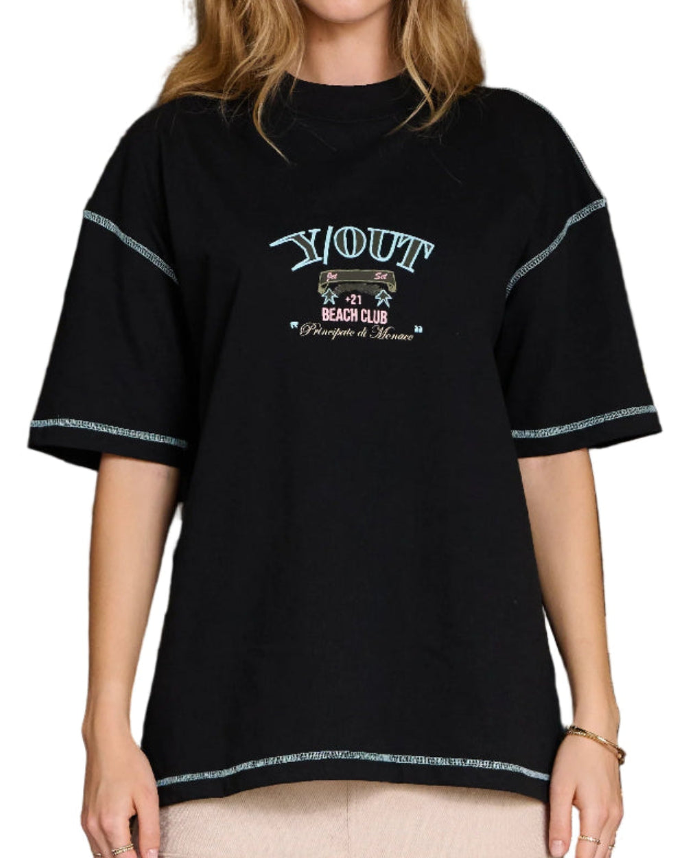 Camiseta Principato T-Shirt YOut Negro Mujer Frontal Modelo
