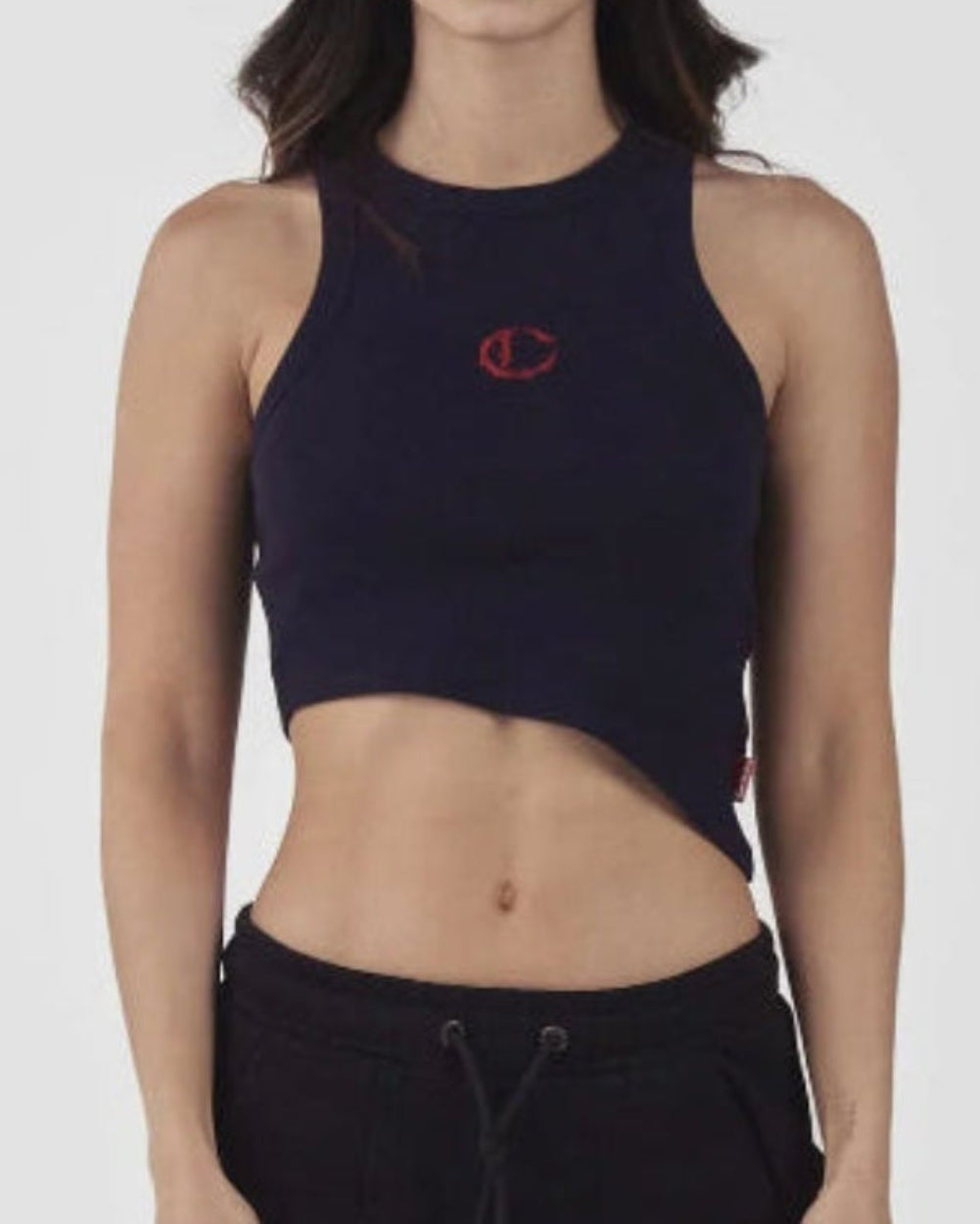 Crop Top Nuvola Clemont Azul Mujer Frontal Modelo