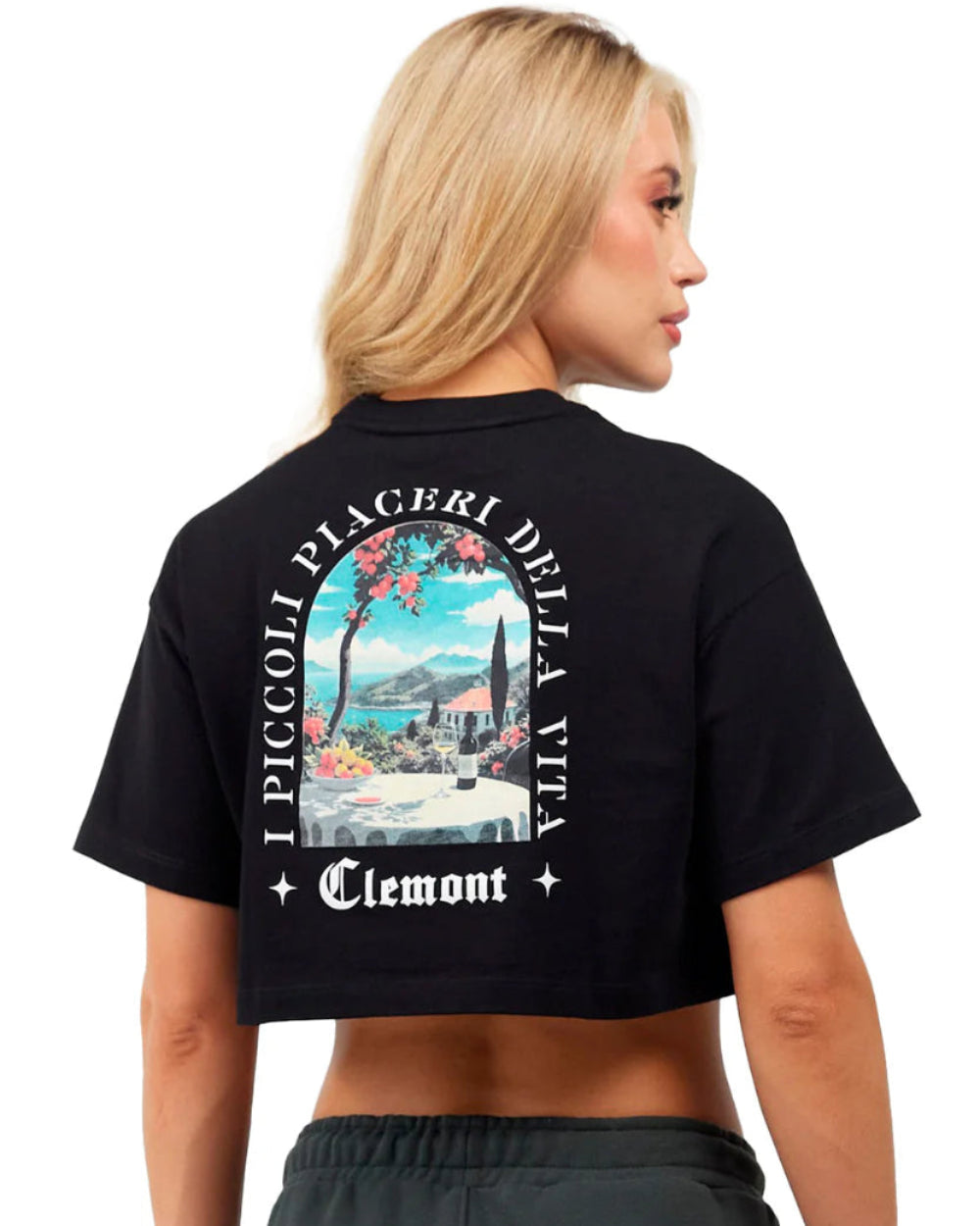 Crop Top Ardente Clemont Mujer Color Negro Detrás Modelo