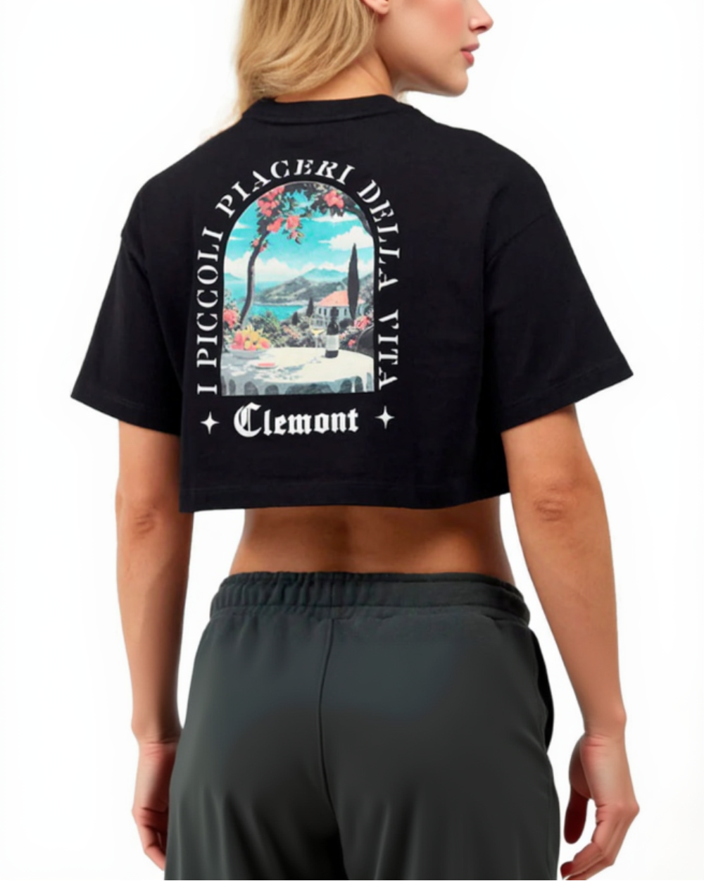 Crop Top Ardente Clemont Mujer Color Negro Detrás Modelo