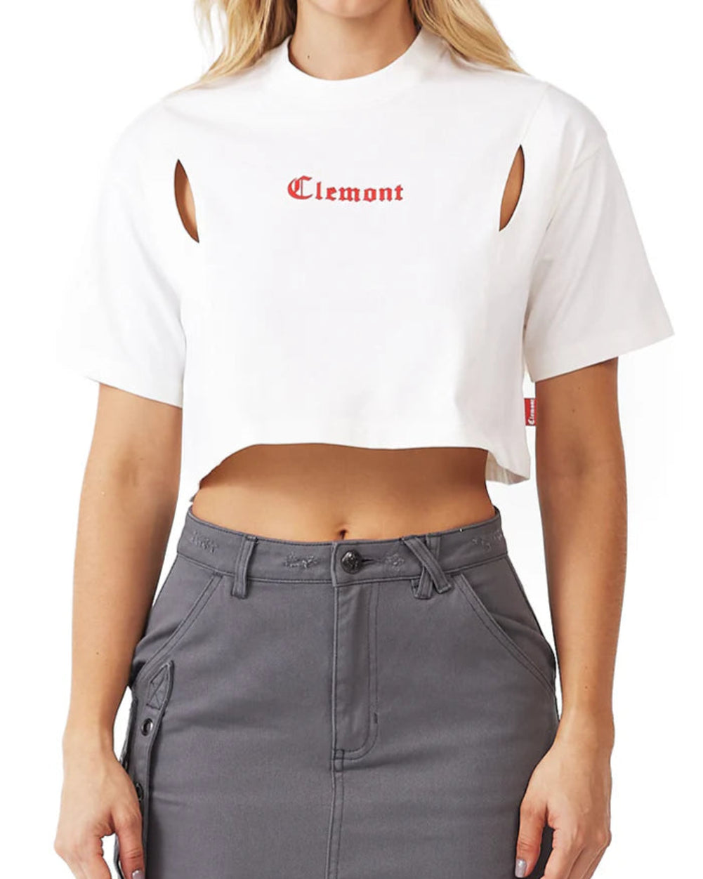 Crop Top Sofferenza Clemont Crema Mujer Frontal Modelo