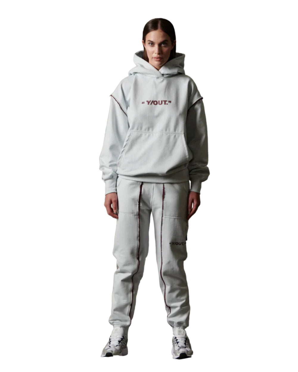 Sudadera Cloud YOut Gris Mujer Frontal Modelo