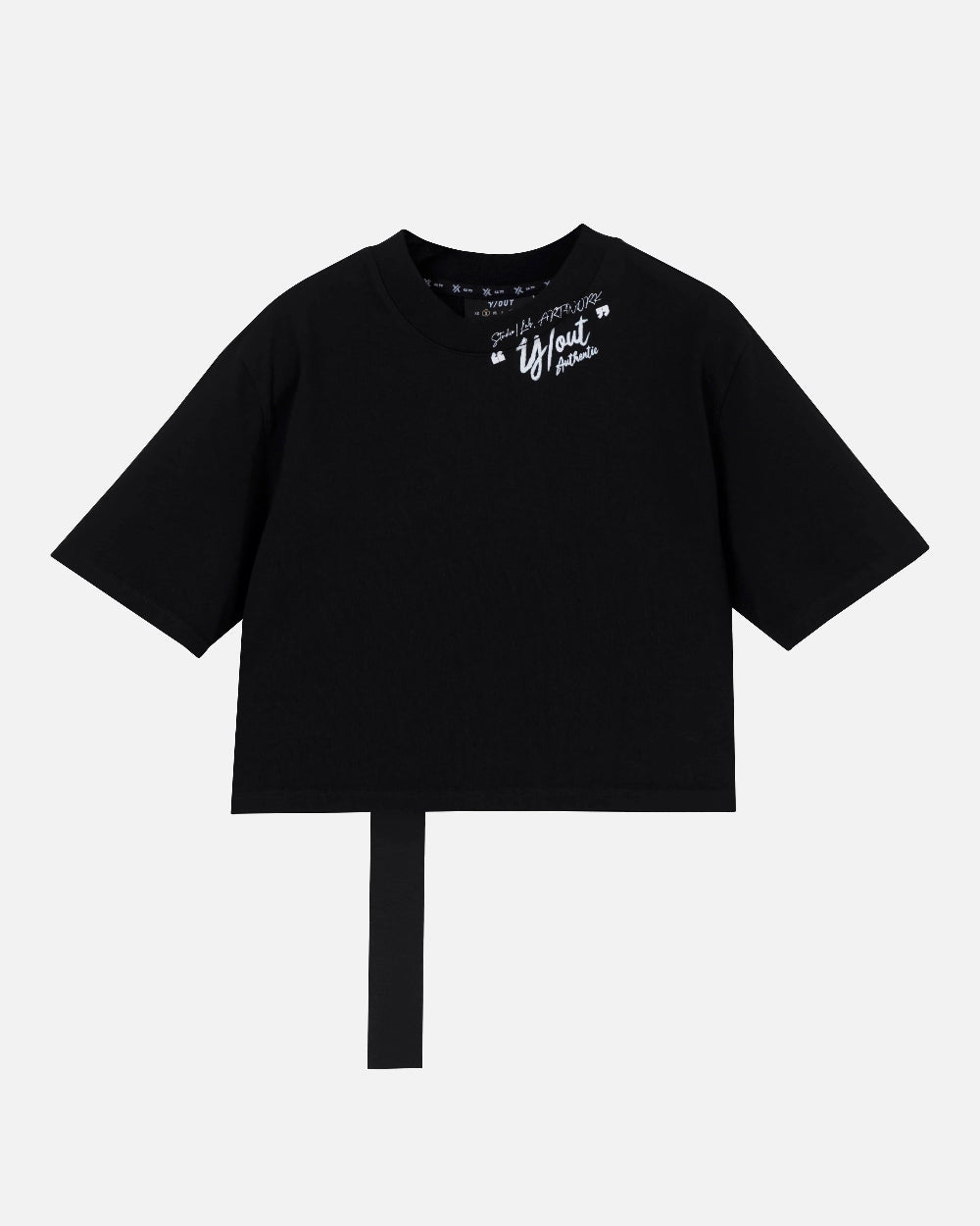 Crop Top Tape Chest You Negro Mujer Frontal