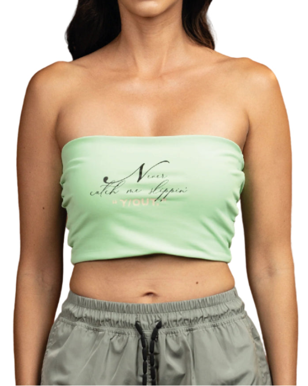 Top RPM YOut Verde Mujer Frontal Modelo