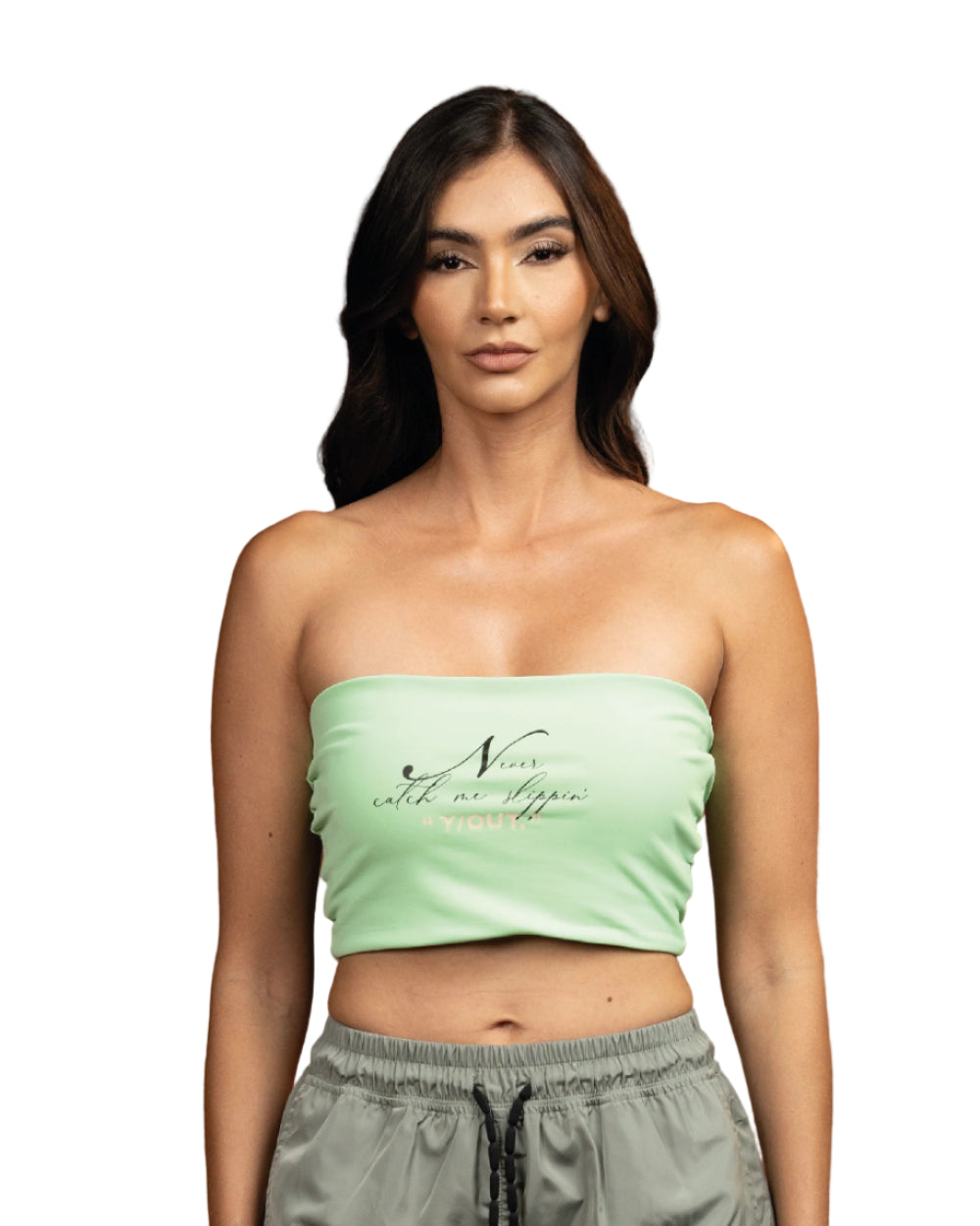 Top RPM YOut Verde Mujer Frontal Modelo