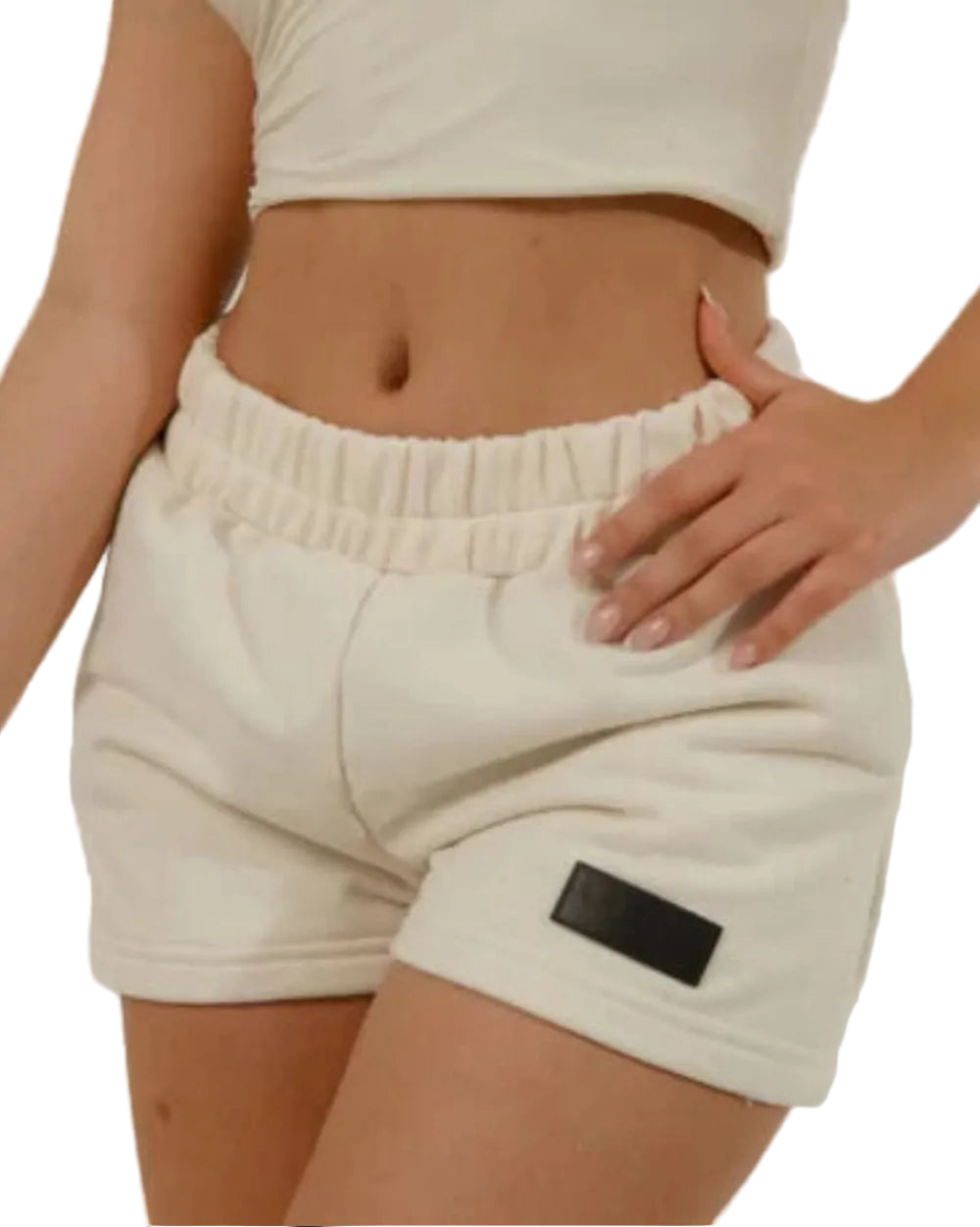 Short Arcangel Labeur Crema Mujer Frontal Detalle
