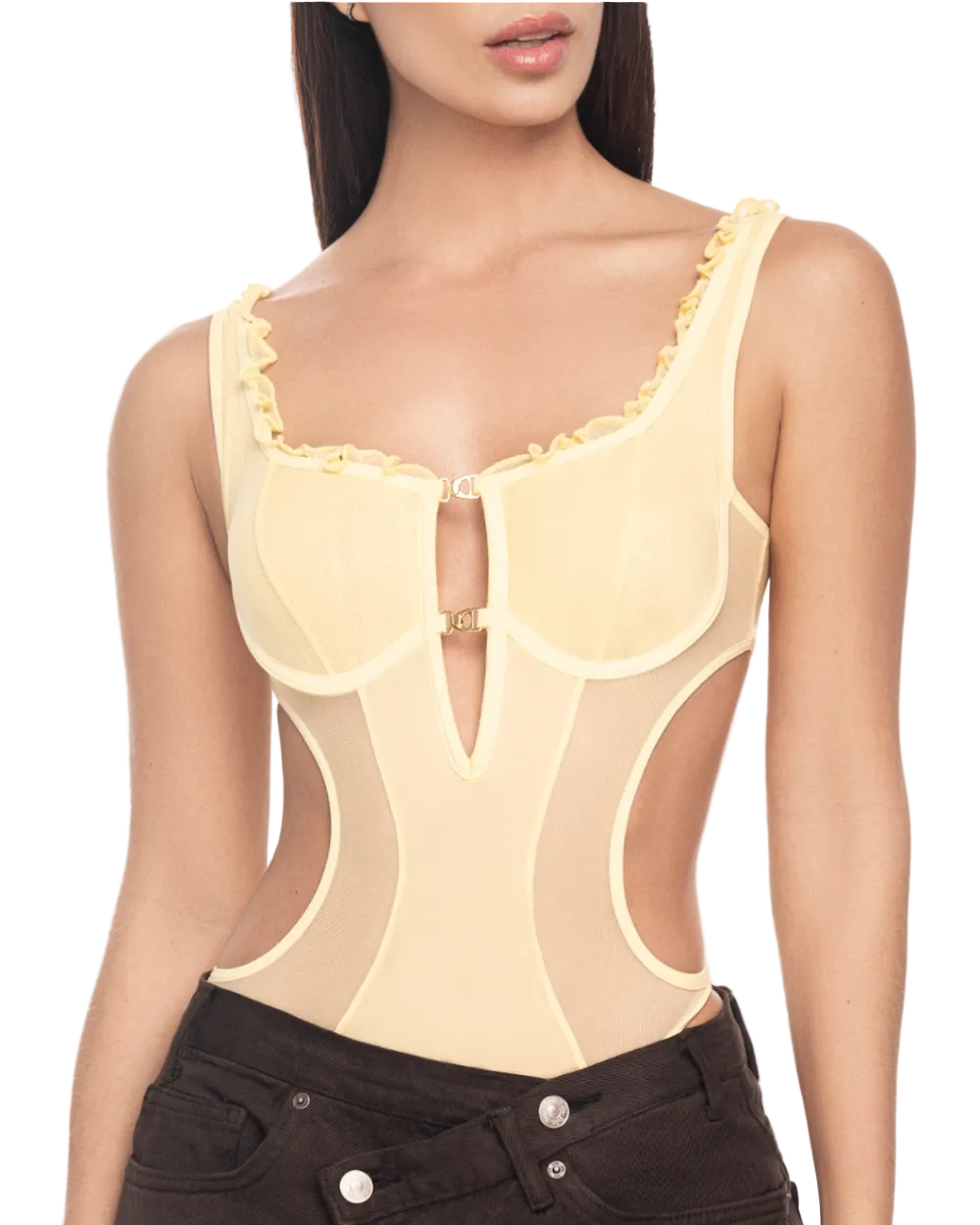 Body Sur amarillo de Santísimas Mujer Detalle Modelo