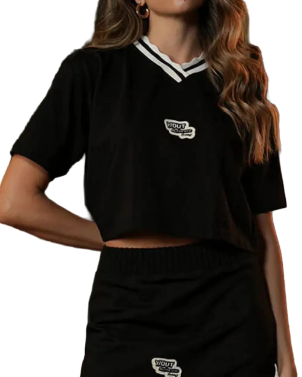 Crop Top Behave YOut  Negro Mujer Frontal Modelo General