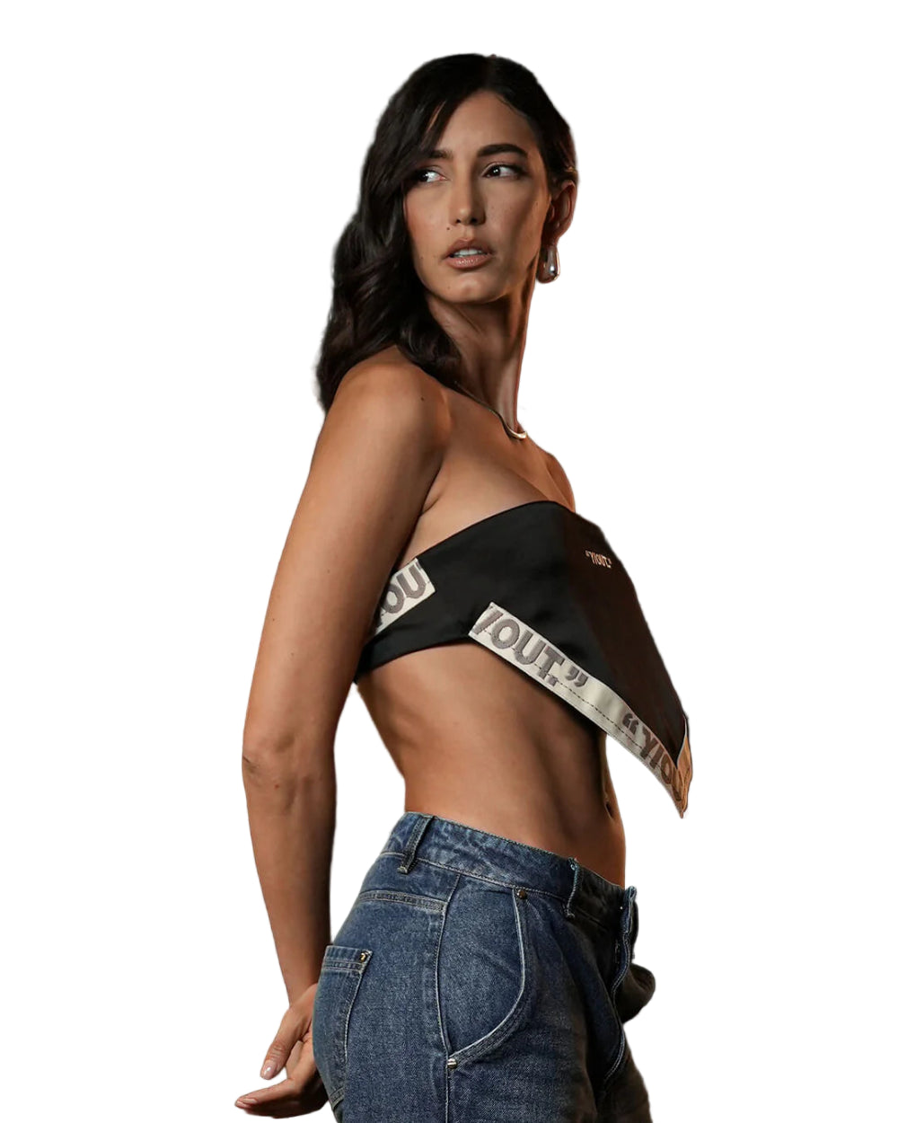 Scarf Boujee YOut Negro Lateral Modelo