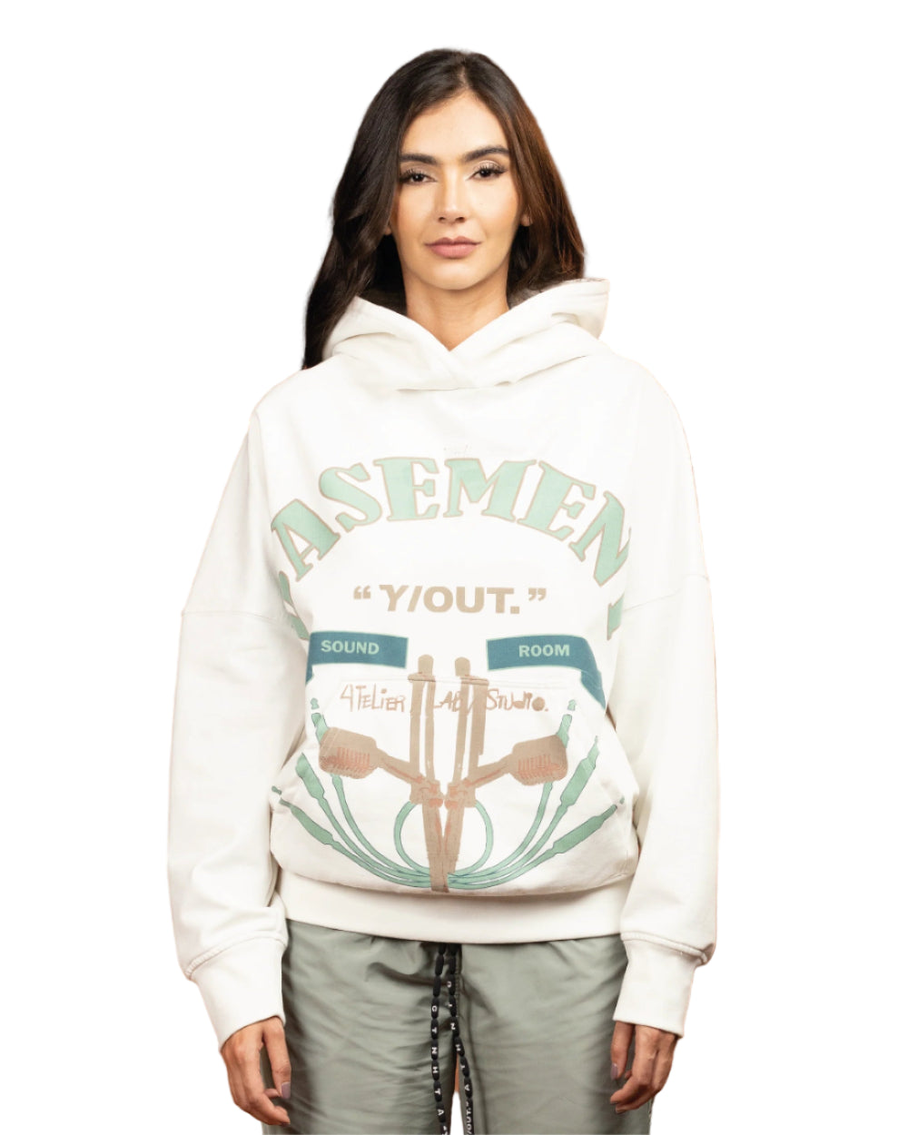 MC HOODIE YOut Mujer Frontal Modelo